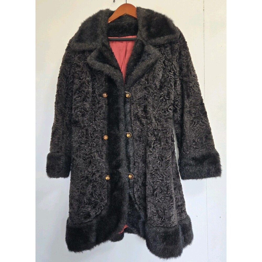 Vintage Fashionfilt Womens S Black Persian Astrakhan Lamb Coat Retro Old Money